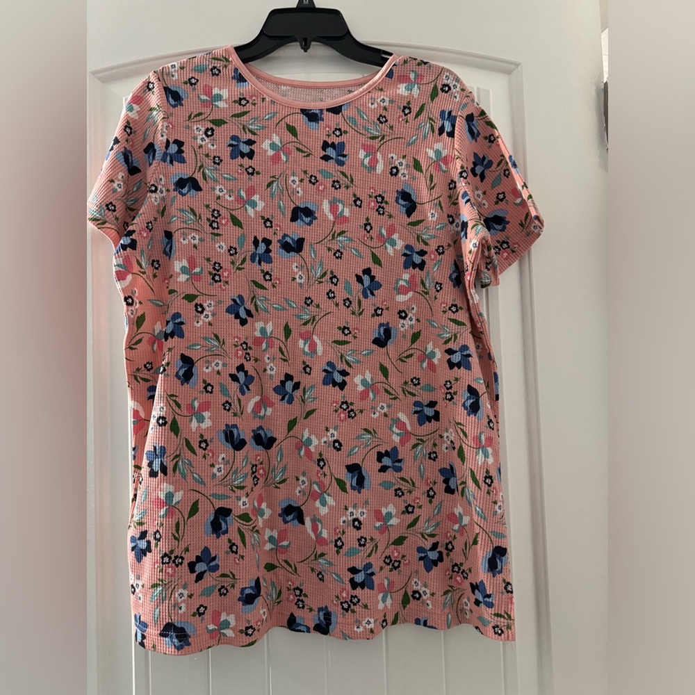 Woman within Pink Textured Floral T-Shirt M 14/16
